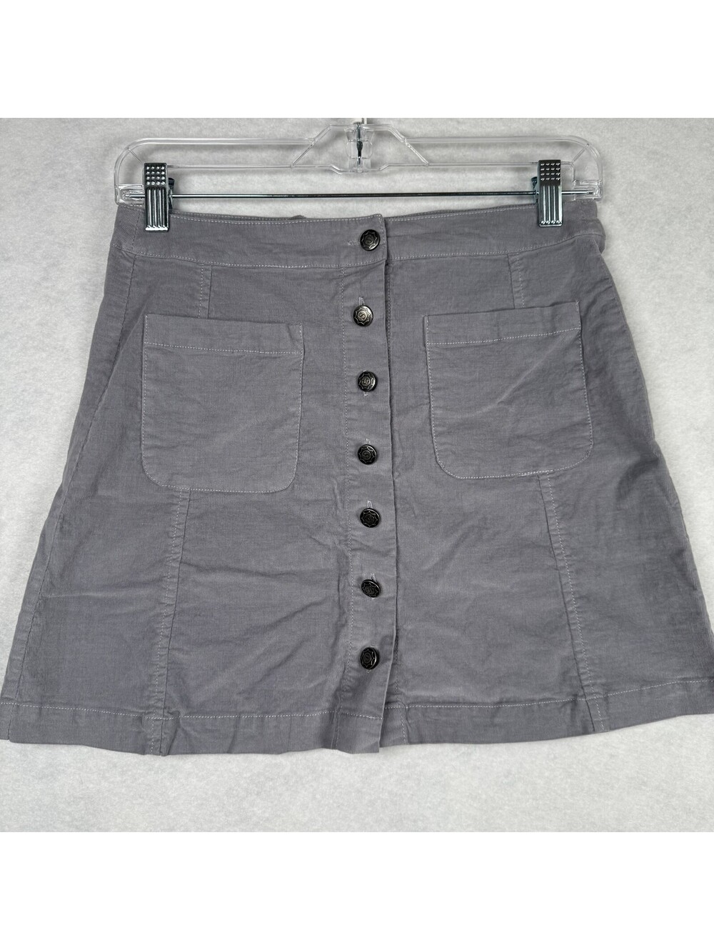 Sahalie Gray Corduroy Button-Up Mini Skirt Size 4